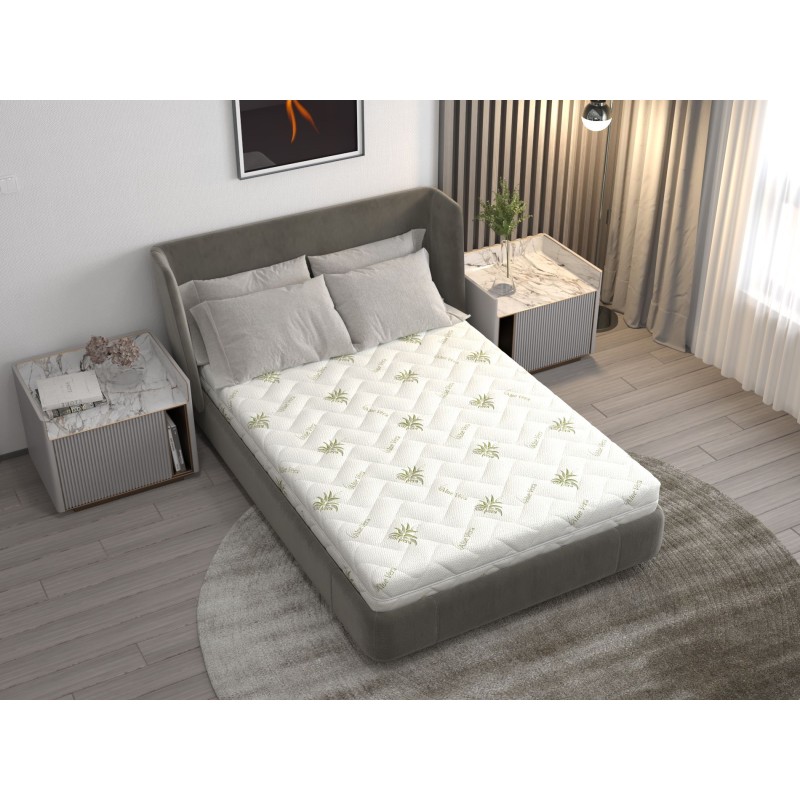 Saltea cu spumă poliuretanică Somnart FermiMax Aloe Vera 180x200, înălțime 15 cm, anatomică, husă lavabilă și detașabilă cu ferm