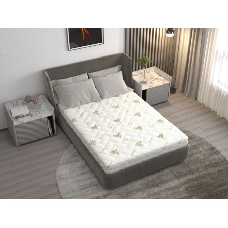 Saltea cu spumă poliuretanică Somnart FermiMax Aloe Vera 180x200, înălțime 15 cm, anatomică, husă lavabilă și detașabilă cu ferm