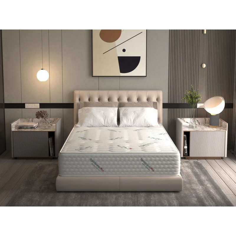 Saltea cu arcuri Pocket HypoallergenicMed® Safe Relax HoReCa 90x200, înălțime 25 cm, ortopedică, husă tratament antialergic, fer