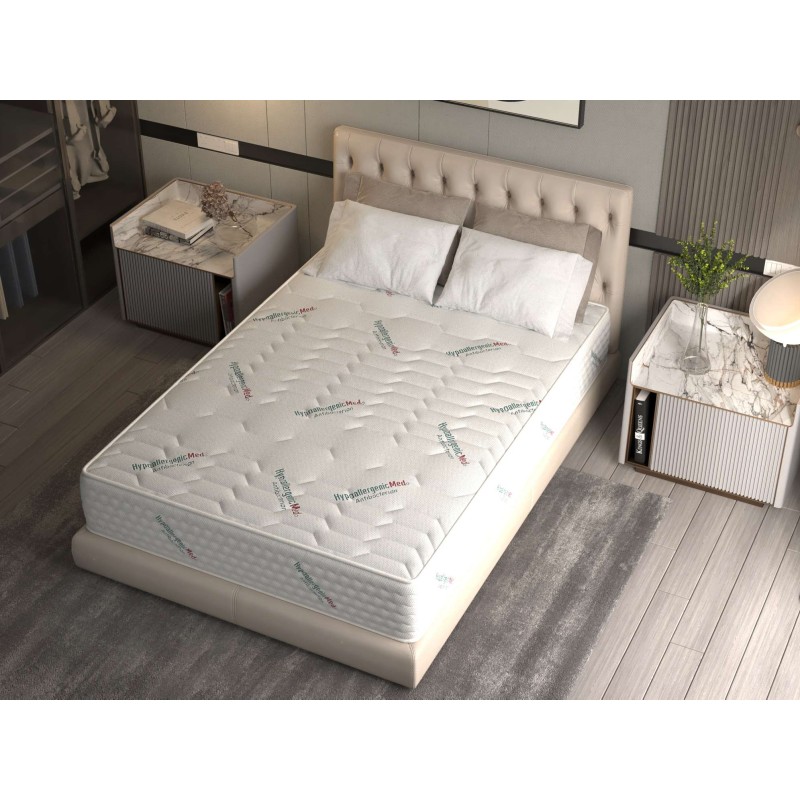 Saltea cu arcuri Pocket HypoallergenicMed® Safe Relax HoReCa 90x200, înălțime 25 cm, ortopedică, husă tratament antialergic, fer