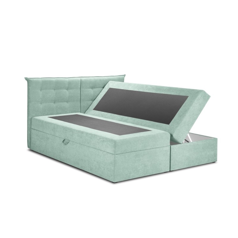 Boxspringbed matrimonial, model Echaveria, saltea din arcuri individuale pocket, 2 lazi de depositare,