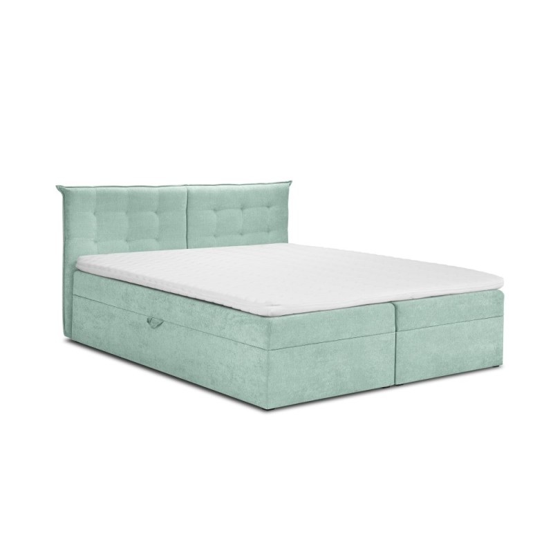 Boxspringbed matrimonial, model Echaveria, saltea din arcuri individuale pocket, 2 lazi de depositare,