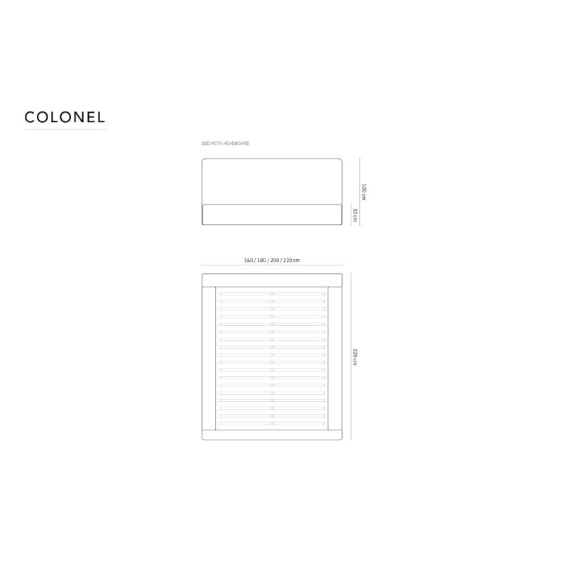 Pat Colonel, cadrul solid, tapiterie din catifea, diferite dimensiuni