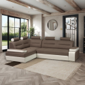 MELISA - coltar modern pentru living, extensibil cu lada si tetiere cap, material stofa