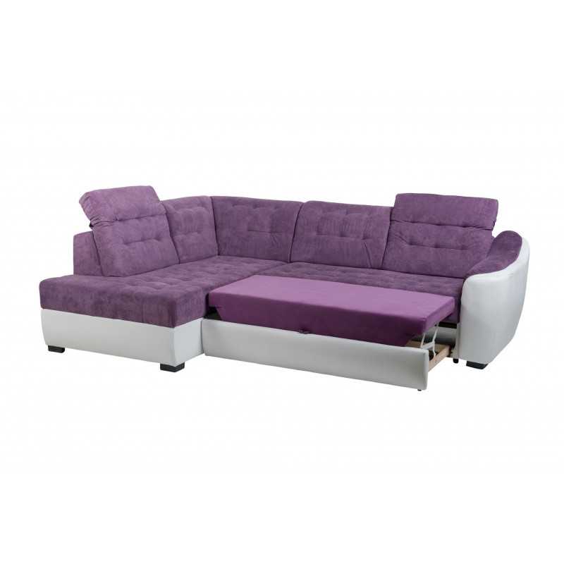 coltar living, extensibil cu lada, tetiere cap reglabile, Antonio, mov
