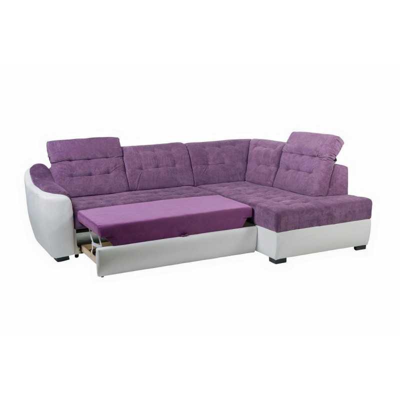 coltar living, extensibil cu lada, tetiere cap reglabile, Antonio, mov