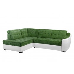 coltar living, extensibil cu lada, tetiere cap reglabile, Antonio, coltar verde