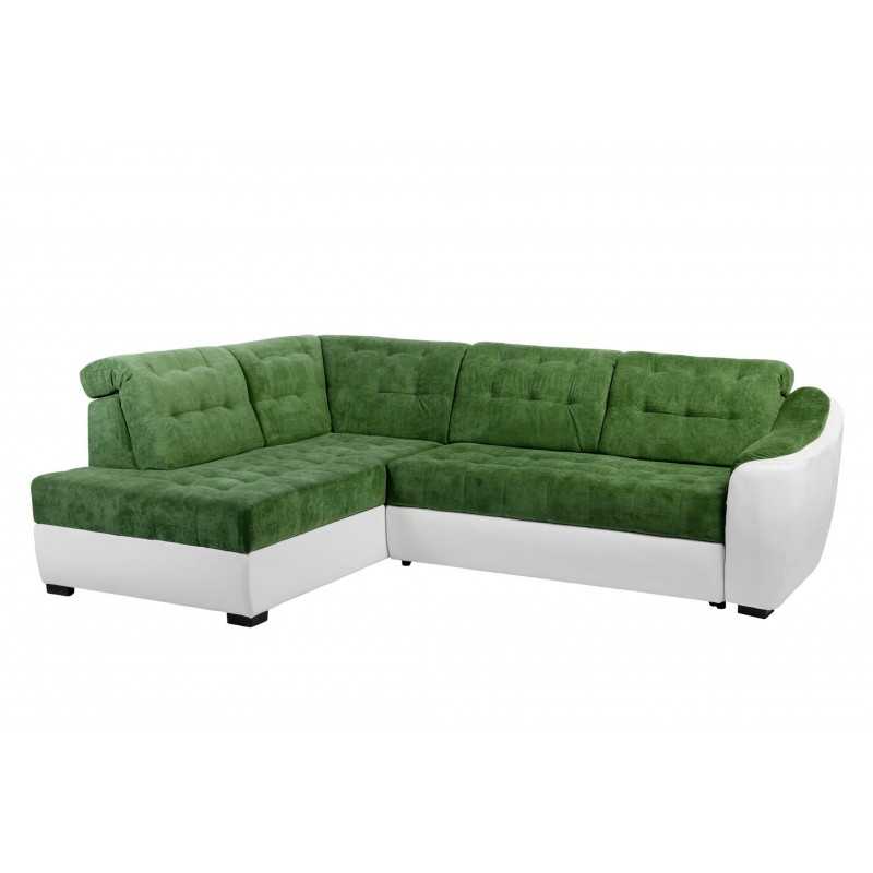 coltar living, extensibil cu lada, tetiere cap reglabile, Antonio, coltar verde