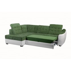 coltar living, extensibil cu lada, tetiere cap reglabile, Antonio, coltar verde