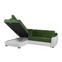 coltar living, extensibil cu lada, tetiere cap reglabile, Antonio, coltar verde
