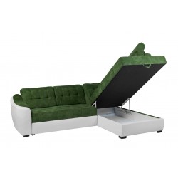coltar living, extensibil cu lada, tetiere cap reglabile, Antonio, coltar verde
