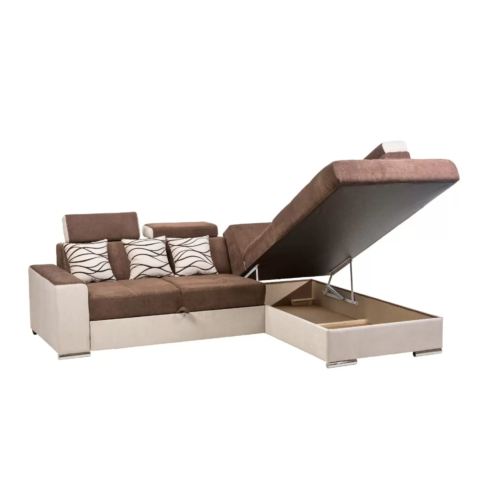coltar de living, extensibil cu lada, cu tetiere reglabile, la comanda pe culori si dimensiuni, Leone