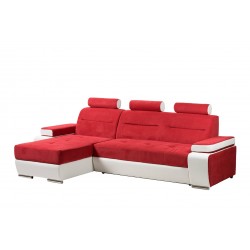 Coltar extensibil living, modern,tetiere cap, lada depozitare, Melisa, stofa, rosu, dimensiuni la comanda