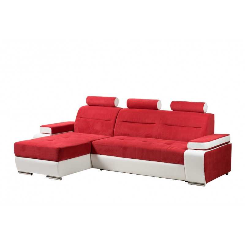 Coltar extensibil living, modern,tetiere cap, lada depozitare, Melisa, stofa, rosu, dimensiuni la comanda
