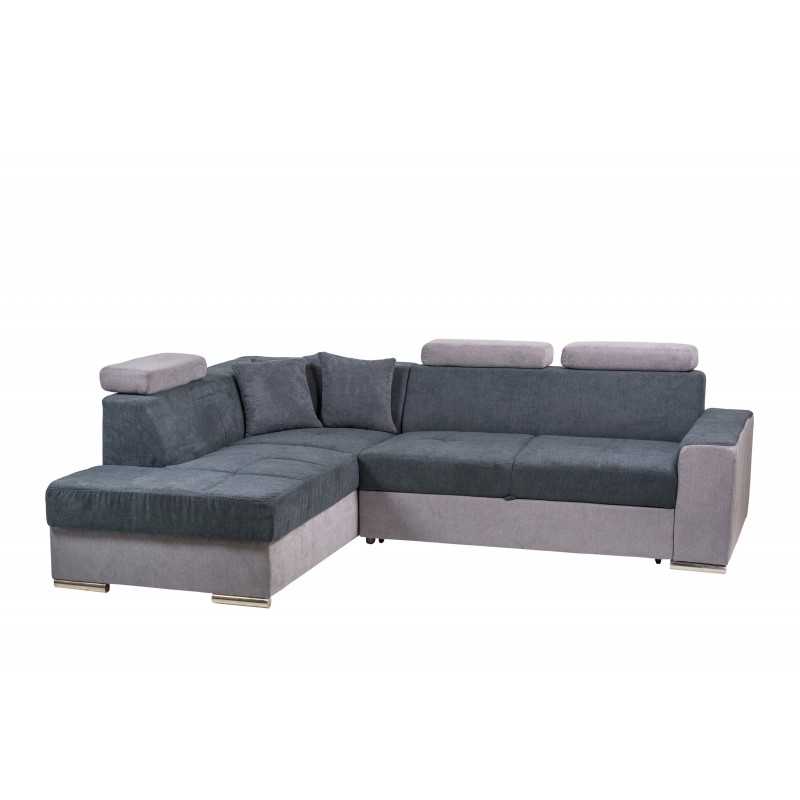 coltar de living, extensibil cu lada, cu tetiere reglabile, la comanda pe culori si dimensiuni, Leone, albastru