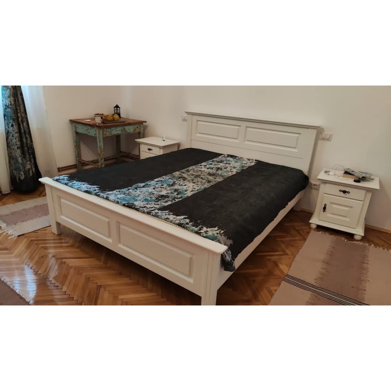 Dormitor Seva lemn masiv, finisaj alb  - Sofastil.ro