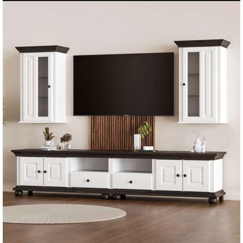 SET MOBILA LIVING LEMN MASIV, ALB CU NUC