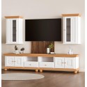 Set mobila living lemn masiv, finisaj alb cu natur