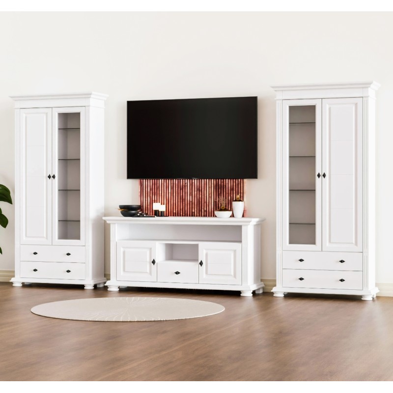 Mobilier pentru living confectionat din lemn masiv, culoarea alba, 4 piese
