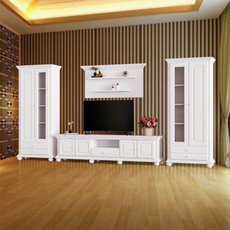 mobila living lemn masiv Romanita, finisaj alb