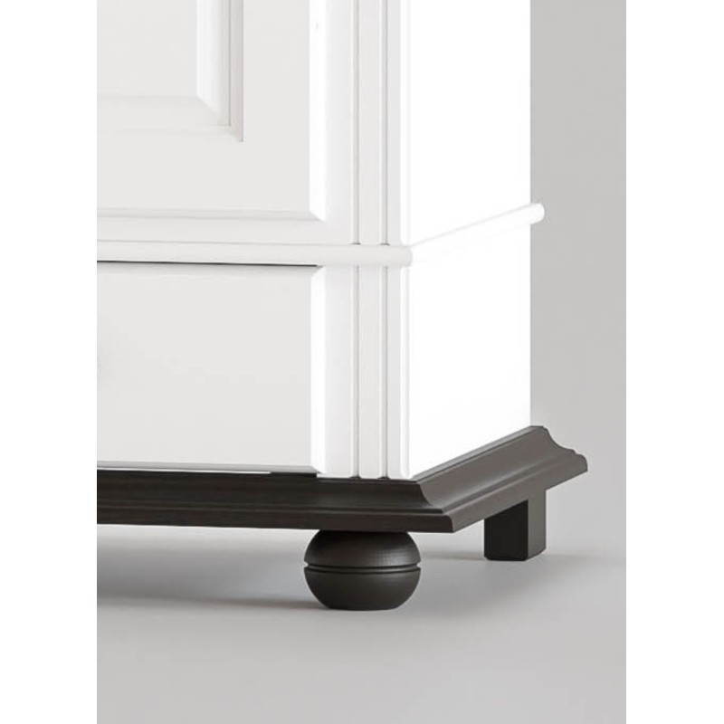 Dulap Seva lemn masiv, 2 usi, 2 sertare, alb cu nuc - Sofastil.ro