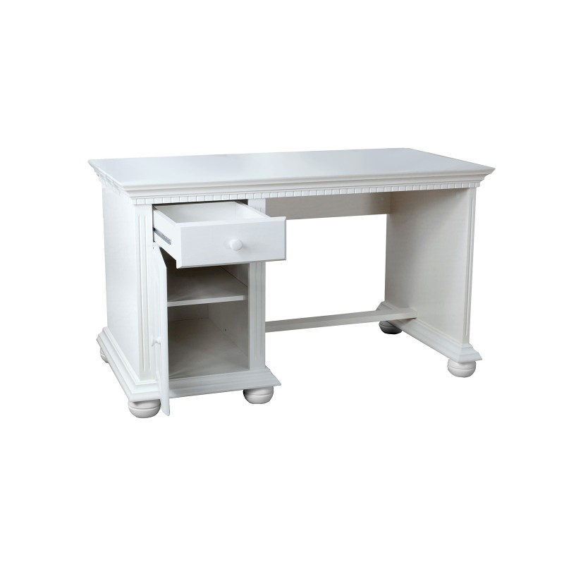 Birou Bucov Mic  din Lemn Masiv, Alb - Sofastil.ro
