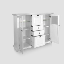 Comoda Mara cu Vitrina Dubla / Lemn Masiv