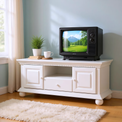Comoda Tv Romanita, lemn masiv,  alba