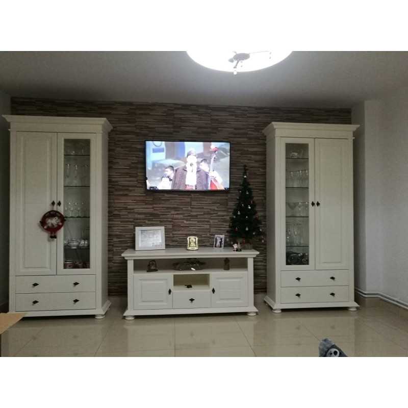 set living lemn masiv alb