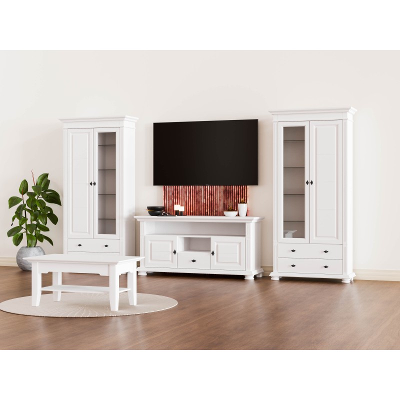 Comodă MARA lemn masiv – 2 usi, 1 sertar, stil clasic pentru living