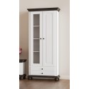Vitrina  Romanita / Lemn Masiv / Alb cu Nuc