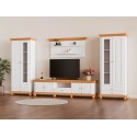 Vitrina Romanita 2 Usi 1 Sertar, Lemn Masiv, Alb/Natur