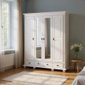 Dulap Seva lemn masiv, 4 usi si 3 sertare, H220 cm
