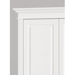 Dulap Lemn Masiv Mara – 4 Uși cu Oglindă și 2 Sertare | Mobilier Clasic Alb