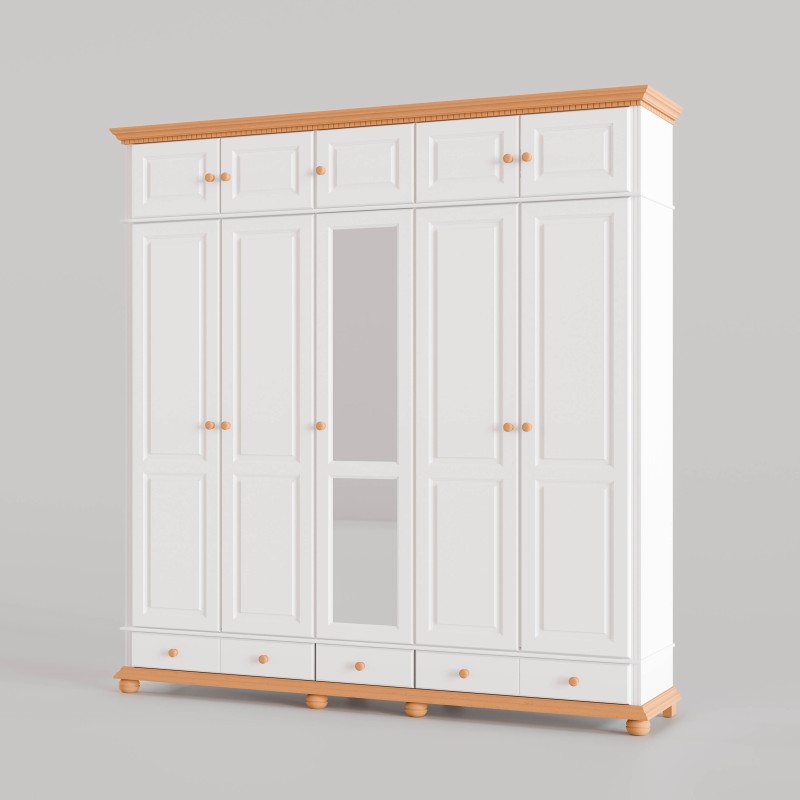 Dulap lemn cu 5 usi, 3 sertare si corp suprapozabil