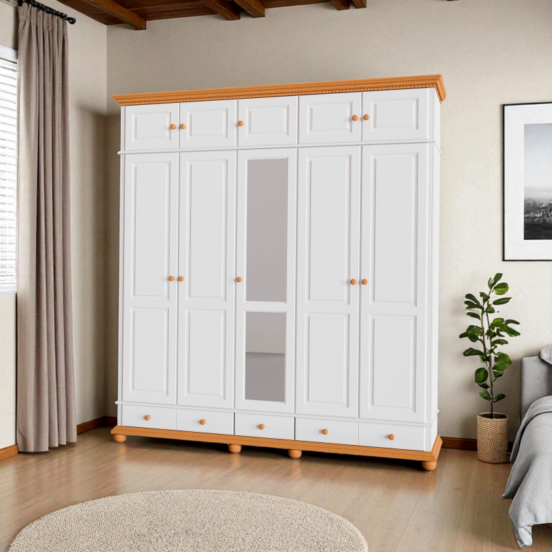 Dulap lemn cu 5 usi, 3 sertare si suprapozabil BUCOV