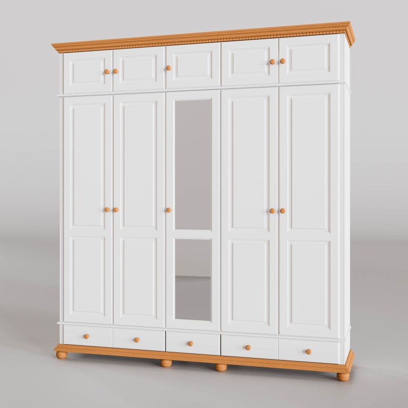 Dulap lemn cu 5 usi, 3 sertare si suprapozabil BUCOV