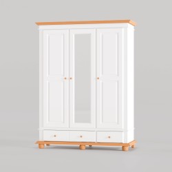 Dulap lemn masiv SEVA cu 3 usi, oglinda si 2 sertare, 154 x 58 x 201 cm