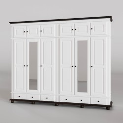 Dulap Seva lemn masiv, 6 usi, oglinda si corp suprapozabil