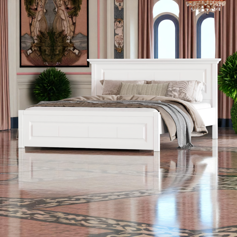 Pat din lemn masiv MARA 160x200 – Design clasic, finisaje personalizabile