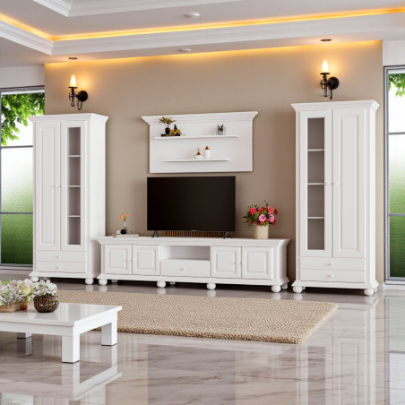 Living lemn masiv Romanita 2,  finisaj Alb