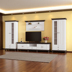 Living lemn masiv Romanita 2,  finisaj Alb cu Nuc