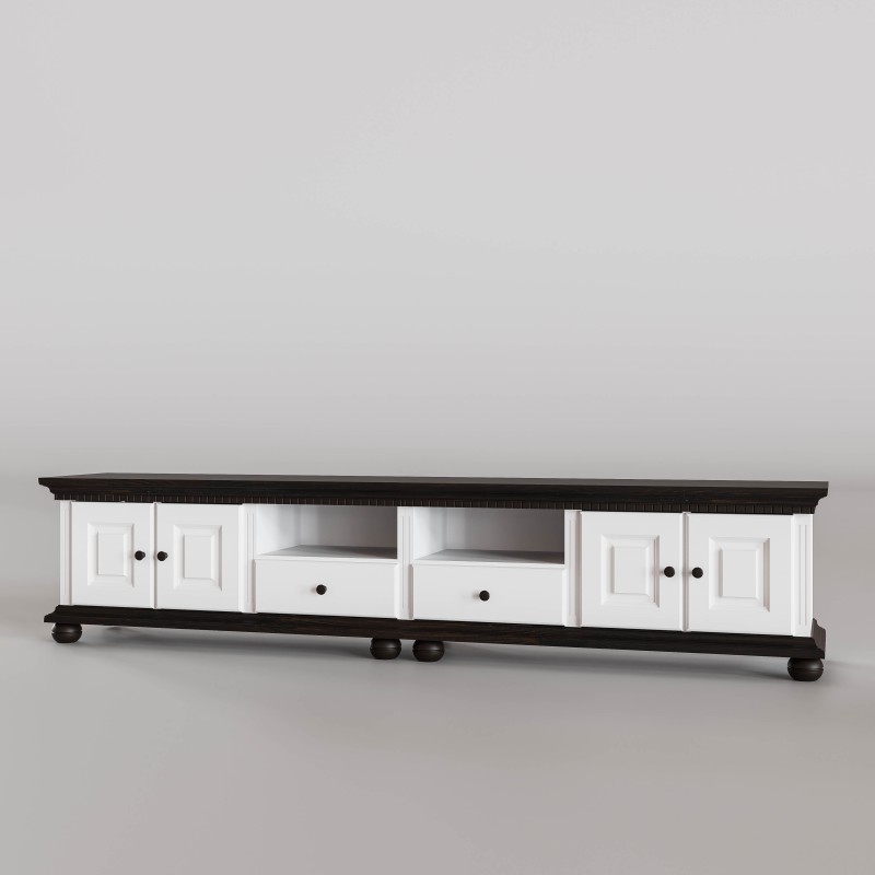Set Living Bucov din 4 piese,lemn masiv, Alb/Nuc