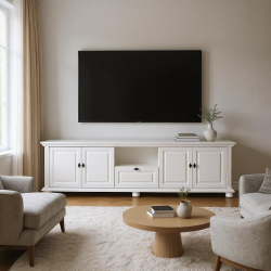 Comoda TV Mara lemn masiv, 4 usi, 1 sertar, 220 cm