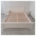 Pat 180x200 cm lemn masiv,  SEVA capat mic,  finisaj Alb, alb cu nuc, alb cu natur