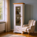 Set living lemn masiv alb MARA 10 – vitrine si comodă TV clasică