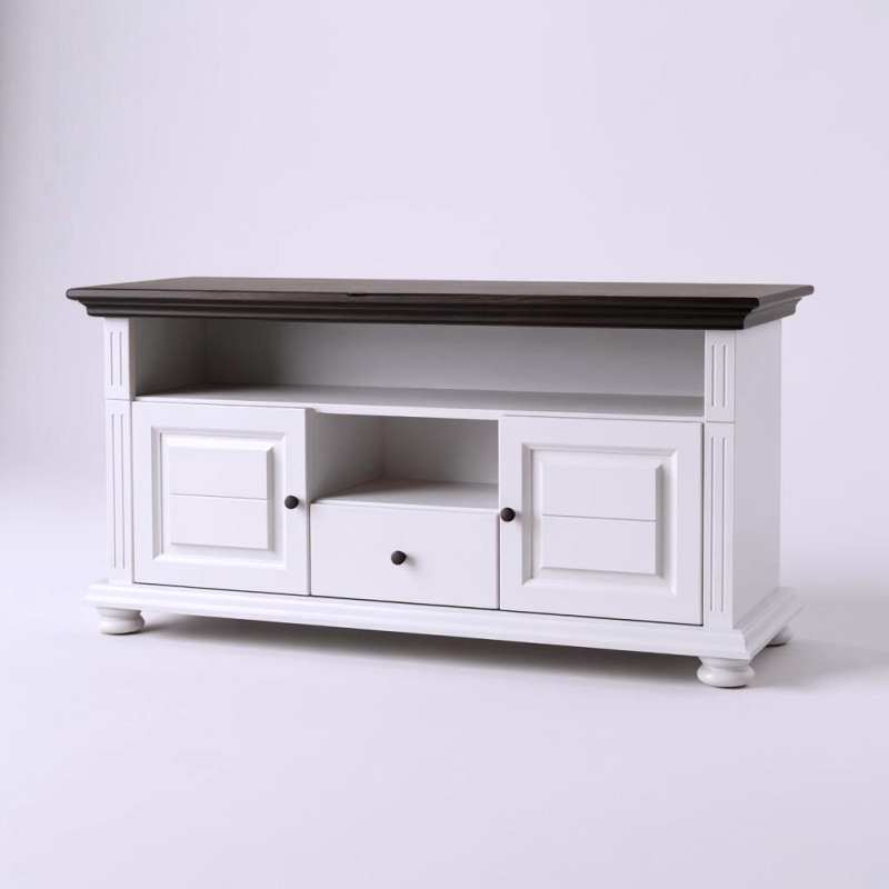 Set living lemn masiv alb MARA 10 – vitrine si comodă TV clasică
