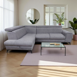 Coltar living cu design modern ARON, extensibil cu lada si tetiere cap reglabile, picioare inalte, modular, la comanda