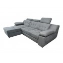 coltar sufragerie, extensibil cu lada,tetiere si brate reglabile, modern,robust, Lord, stofa, gri, la comanda