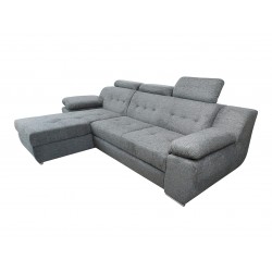 coltar sufragerie, extensibil cu lada,tetiere si brate reglabile, modern,robust, Lord, stofa, gri, la comanda